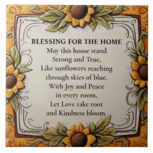 Haussegen Gesegnetes Zuhause Sonnenblumen Schild P Fliese