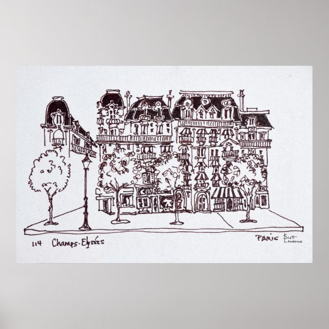 Haussmann Architecture | Champs Elysees, Paris Poster (Vorne)