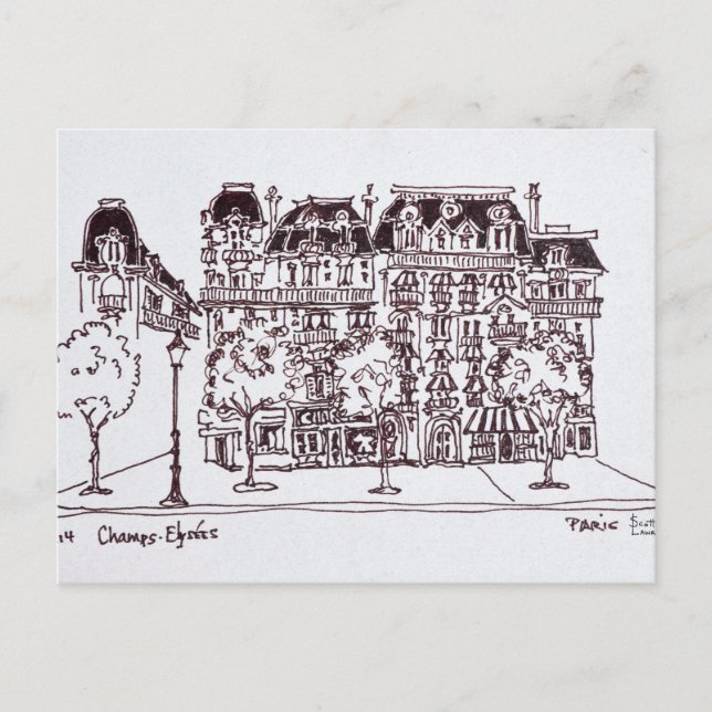 Haussmann Architecture | Champs Elysees, Paris Postkarte (Vorderseite)