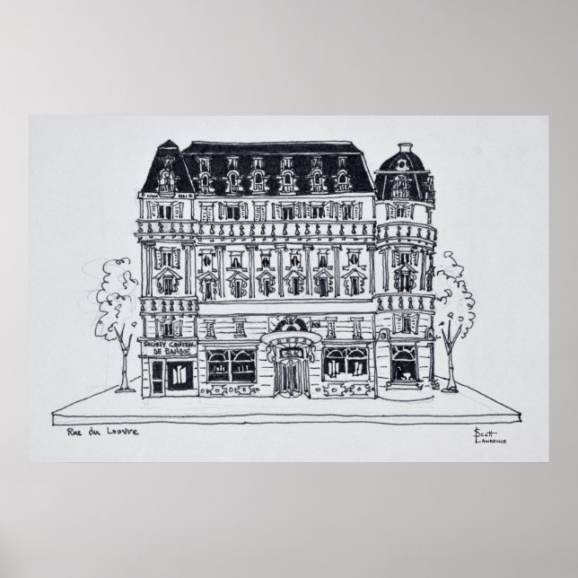 Haussmann Architecture | Rue du Louvre, Paris Poster (Vorne)