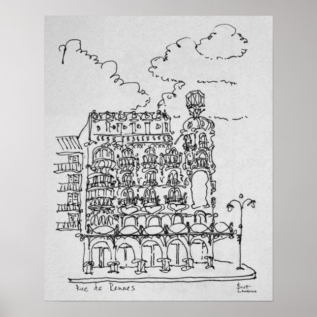 Haussmann Building | Rue de Rennes, Paris Poster (Vorne)