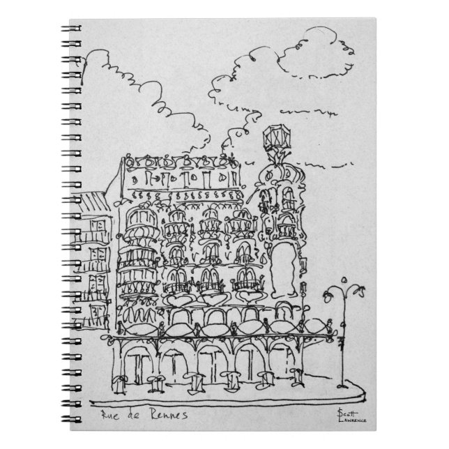 Haussmann-Gebäude| Rue de Rennes, Paris Notizblock (Vorderseite)