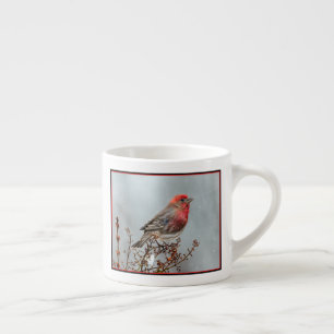 Haussperling im Schnee - Originalfotografie Espressotasse