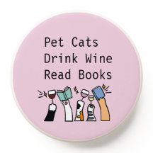 Haust Katzen Trinken Wein Lesen Bücher Popsocket