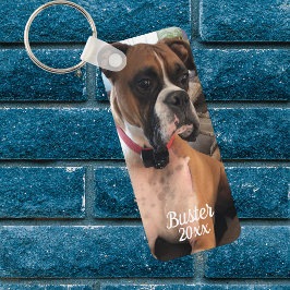 Haustier Boxer Foto Weiße Typografie Personalisi Schlüsselanhänger