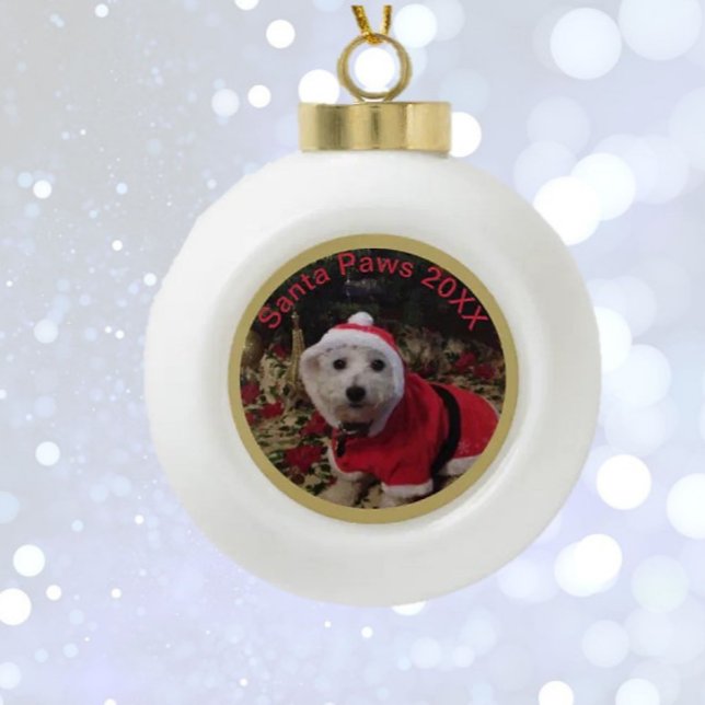 Haustier-Dekoration! Santa Paws Spaß! Keramik Ball Keramik Kugel-Ornament (Von Creator hochgeladen)