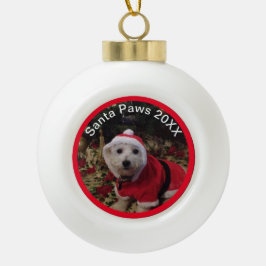Haustier-Dekoration! Santa Paws Spaß! Keramik Ball Kugel-Ornament