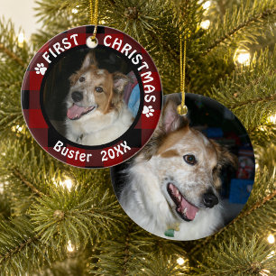Haustier ERSTES WEIHNACHTSFEST 2-seitig 2-Fotos Bü Keramikornament