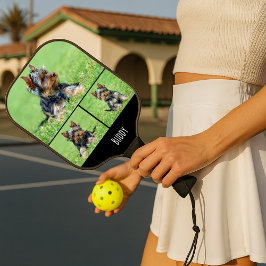 Haustier-Foto-Collage mit Namen Pickleball Schläger