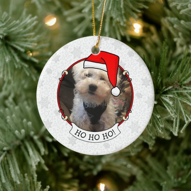 Haustier Foto Erste Weihnachtsmannmütze Weihnachte Keramik Ornament (Baum)