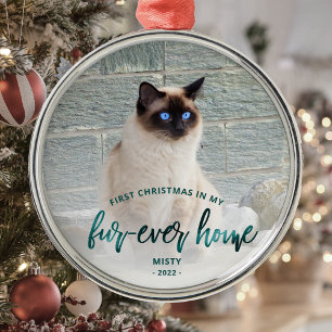 Haustier-Foto Erstes Weihnachten Für Immer Zuhause Ornament Aus Metall