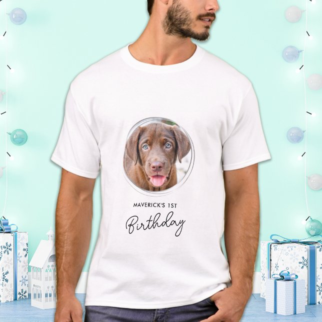 Haustier Foto Hund Geburtstag Personalisiert T-Shirt (Von Creator hochgeladen)