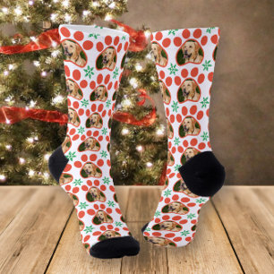 Haustier-Foto-Pfotenabdruck & Schneeflocken-Muster Socken