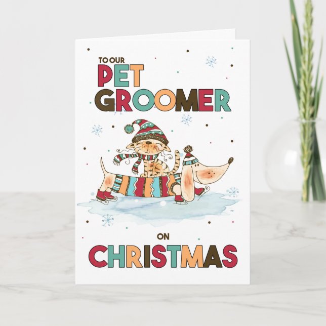 Haustier Groomer auf Weihnachten Dackel Hund und K (Vorderseite)