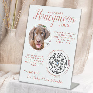 Haustier Hochzeitshund Foto Rose Gold Honeymoon Fu Sockelschild