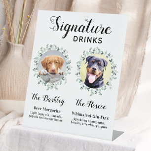 Haustier-Hochzeitshunde Unterschrift Getränke Cust Sockelschild