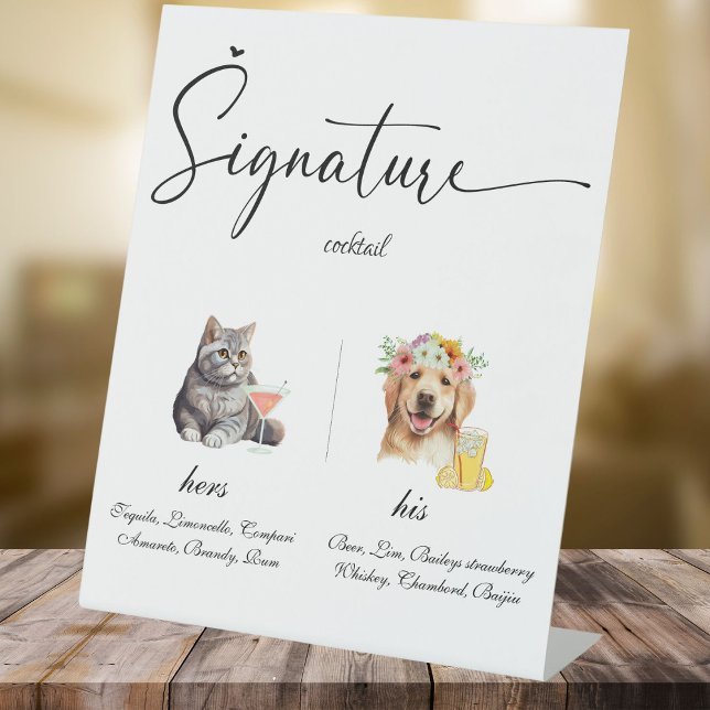 Haustier-Hochzeitsignatur Drinks Bar Pedestal-Zeic Sockelschild (Von Creator hochgeladen)