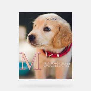 Haustier-Hund-Foto-est-Jahr-Name-Monogramm-Katze-E Acrylschild
