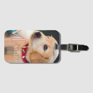 Haustier-Hund-Foto-est-Jahr-Name-Monogramm-Katze-E Gepäckanhänger