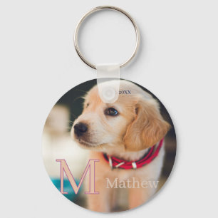 Haustier-Hund-Foto-est-Jahr-Name-Monogramm-Katze-E Schlüsselanhänger