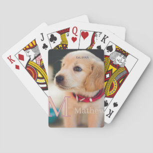 Haustier-Hund-Foto-est-Jahr-Name-Monogramm-Katze-E Spielkarten
