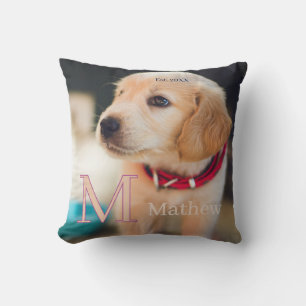 Haustier-Hund-Foto-Gründungsjahr Name Monogramm Ka Kissen