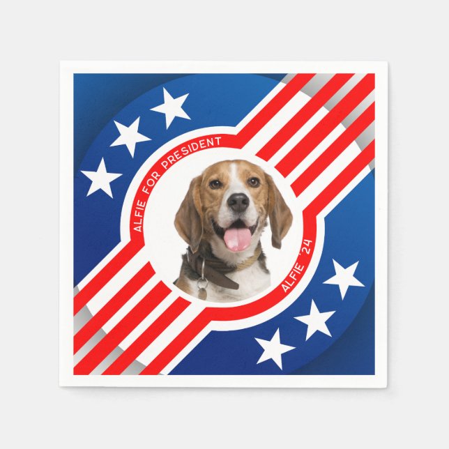 Haustier Hund für Präsident Foto USA Wahlen 2024 Serviette (Vorderseite)