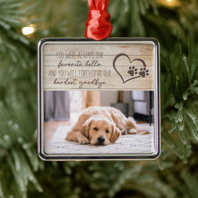 Haustier Hund Gedenkstätte Rustikale Holzfotografi Ornament Aus Metall (Baum)