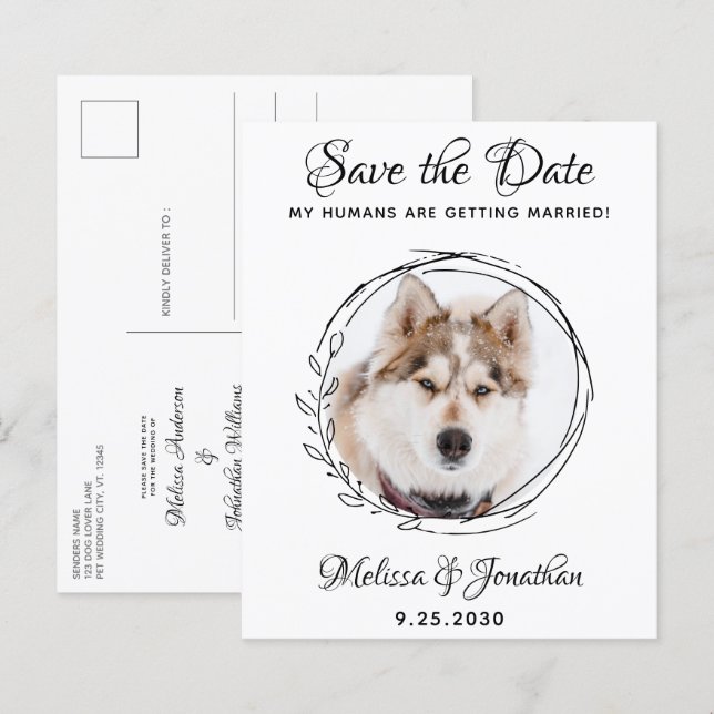 Haustier-Hund Hochzeit Botanisch Save the Date (Vorne/Hinten)