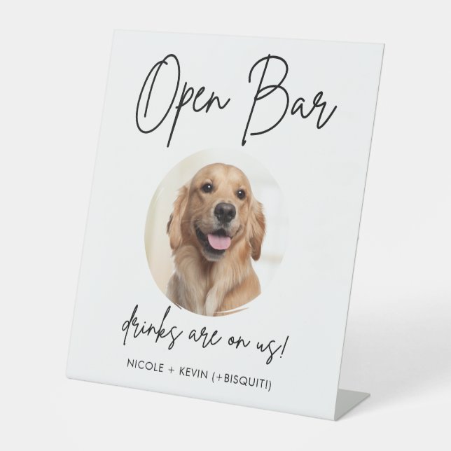 Haustier Hund Hochzeit Offene Bar Drinks Cocktail Sockelschild (Vorderseite)