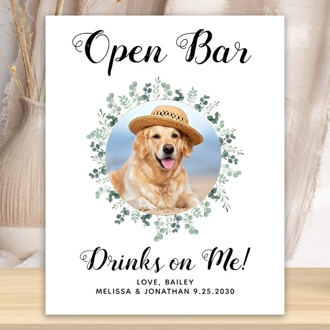 Haustier Hund Hochzeit Open Bar Custom Foto Drinks Poster (Von Creator hochgeladen)