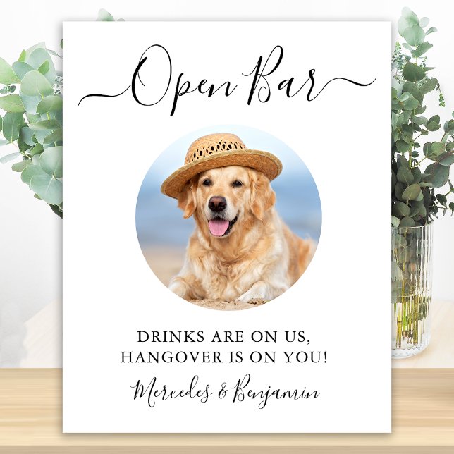 Haustier Hund Hochzeit Open Bar Custom Foto Drinks Poster (Von Creator hochgeladen)