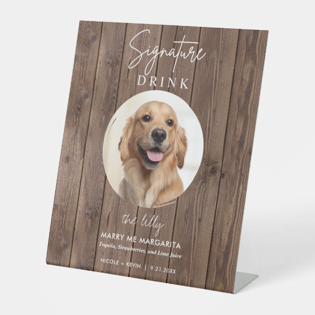 Haustier Hund Hochzeit Unterschrift Drinks Cocktai Sockelschild (Vorderseite)