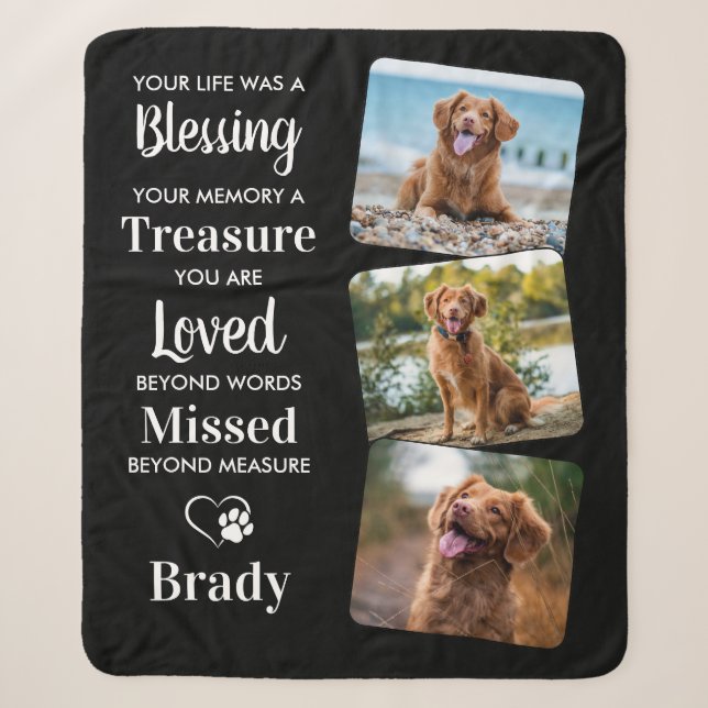 Haustier-Hund-Memorial Pet Loss Keepake Foto Colla Sherpadecke (Vorderseite)