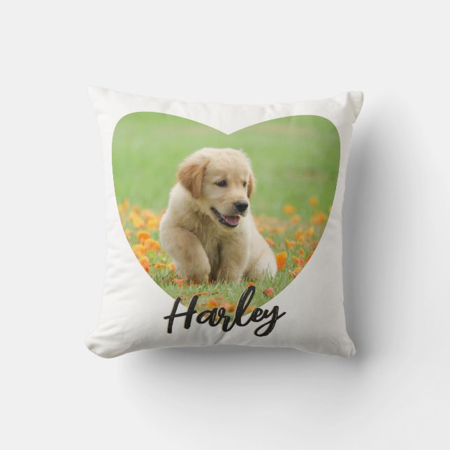 Haustier Hund Tier Lover Herz Foto Einfach Stilvol Kissen (Vorderseite)