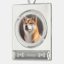 Haustier Hund Weihnachten Banner-Ornament Silber