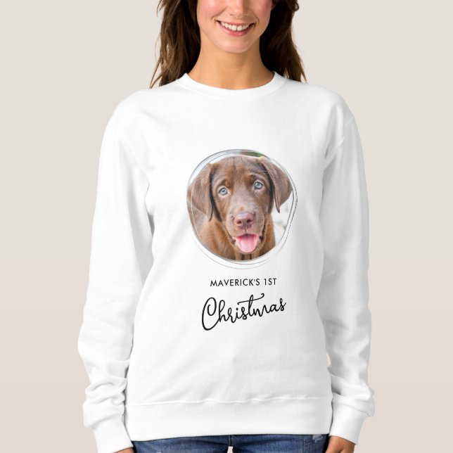 Haustier Hund Weihnachten Personalisiertes Foto Ur Sweatshirt (Vorderseite)