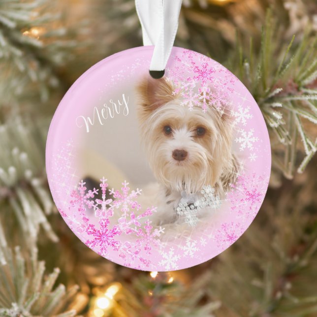 Haustier Hund Weihnachten Rosa Ornament (Baum)