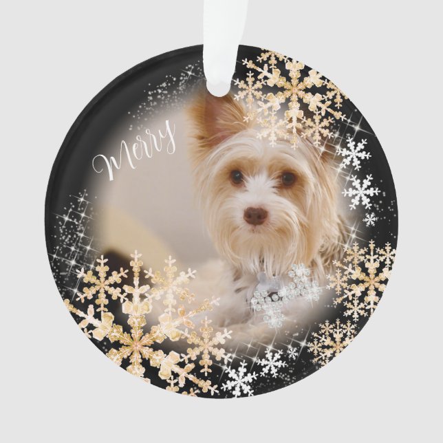Haustier Hund Weihnachten Schwarzes Gold Ornament (Vorderseite)
