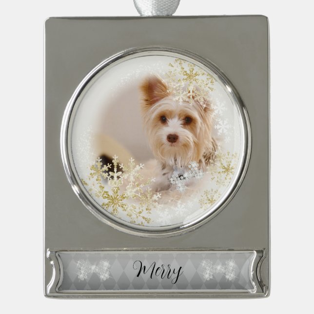 Haustier Hund Weihnachten Weißer Ornament (Vorderseite)
