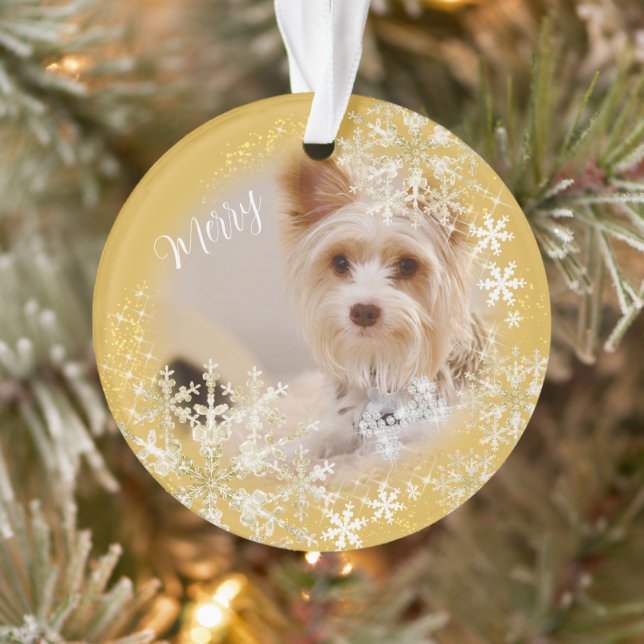 Haustier Hund Weihnachts Gold Ornament (Baum)