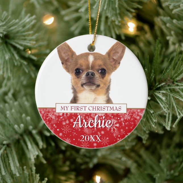 Haustier Katze 2 Foto Weihnachten Keramik Ornament (Baum)