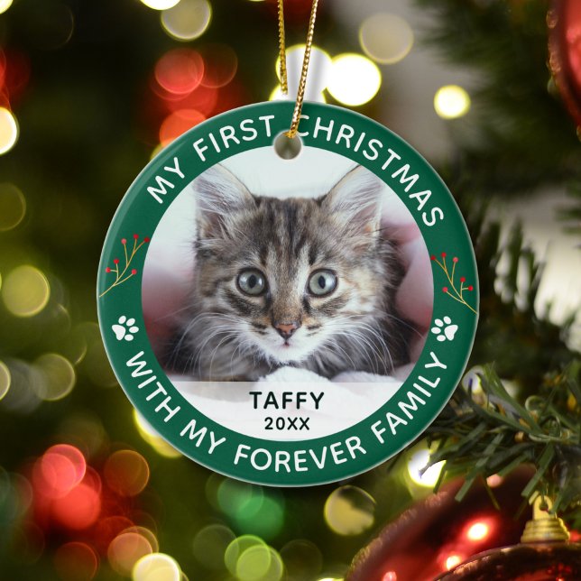 Haustier Katze Mein erstes Weihnachtsfest Custom F Keramik Ornament (Von Creator hochgeladen)