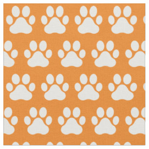 Haustier Katze Paw Prints Orange White Stoff