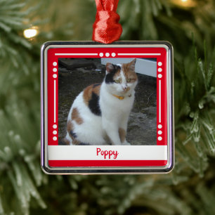 Haustier Katzenname Foto Holiday Red Ornament Aus Metall