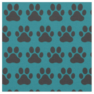 Haustier-Katzenpaw-Drucke Aquamarin Schwarz Stoff