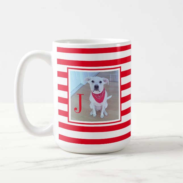 Haustier Lover Einfach 1 Foto Rot und Weiß Weihnac Kaffeetasse (Links)