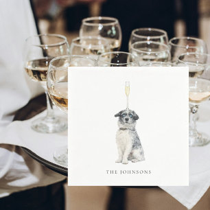Haustier mit Champagnerglas Hochzeit II Serviette
