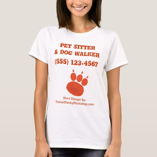 Haustier-Modell u. Hundewanderer-Tatzen-Druck T-Shirt (Vorderseite)