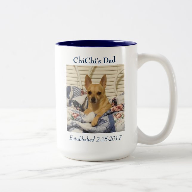 Haustier-oder Kinderstolze Elternteil-Foto-Tasse Zweifarbige Tasse (Rechts)